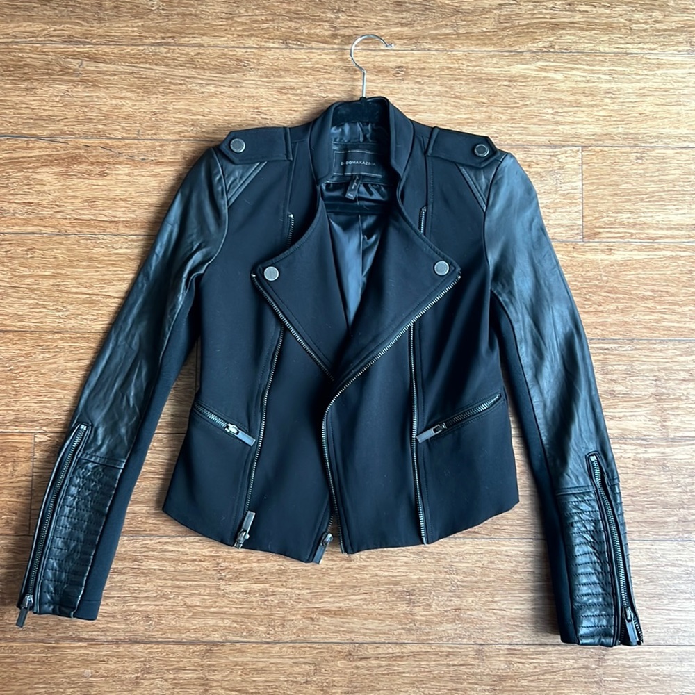 BCBGMaxAzria Leather Combination Coat